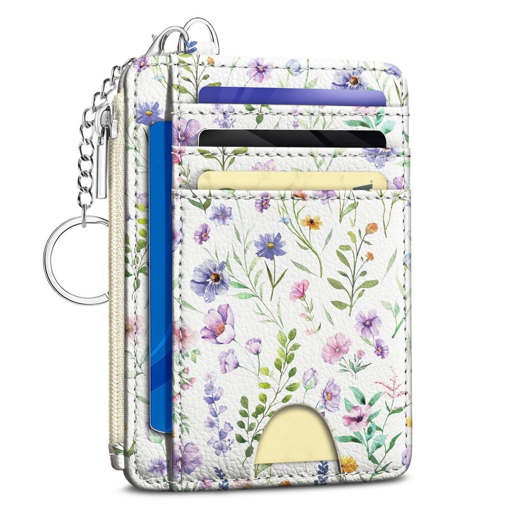 6508 Flowers Credit Card Holder Small Wallet , Floral Slim RFID Blocking